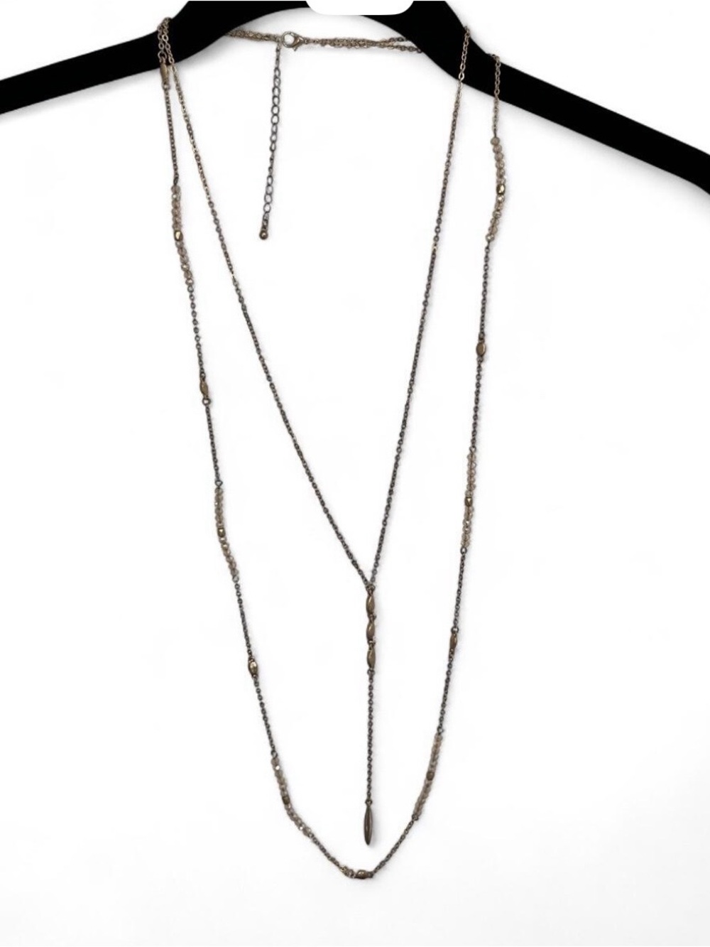 Dainty Layered Long Pendant Necklace in Gold Tone